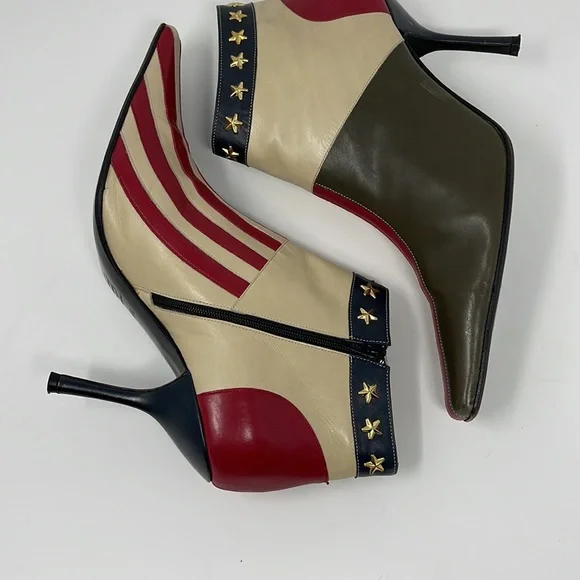 Moschino Red White Blue Stars & Stripes Ankle Boots - Picture 13 of 15